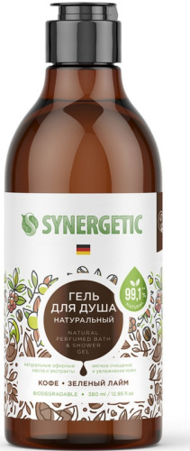 SYNERGETIC гель д/душа биоразлагаемый натуральный кофе и зеленый лайм 380мл